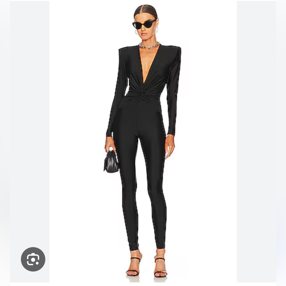 Ronny Kobo Black Ezra Plunge Fitted Stretch Jumpsuit, Size S. Perfect condition.